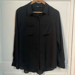 Apt. 9 Black Button-Up Sheer Blouse